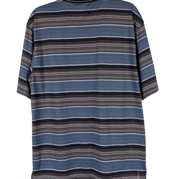 PGA Tour Polo Shirt L Mens Striped Black Blue White Short Sleeve Classic Golf - Picture 2 of 6